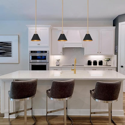 KSANA Modern Black Gold Pendant Light, 1-Light Farmhouse Pendant Lighting for Kitchen Island, Dining Room, Hallway, Foyer and Bedroom