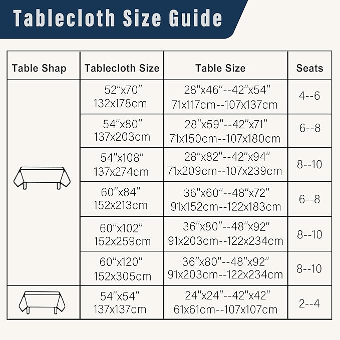 DWCN Rectangle Faux Linen Tablecloth - Waterproof Spill-Proof Wrinkle and Stain Resistant Table Cloth Washable Decorative Farmhouse Table Cover for Kitchen Dining Party, 60 x 120 Inch, Navy Blue