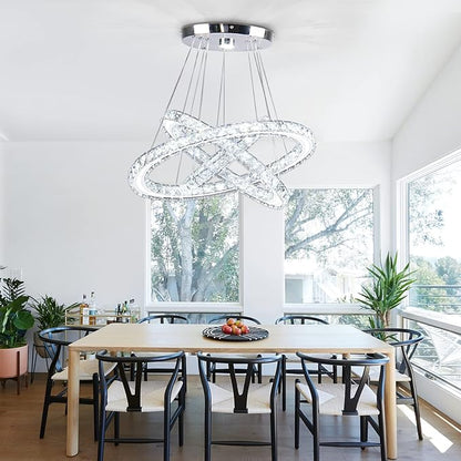 Modern LED Chandeliers Crystal Chandeliers Ceiling Light Three Rings Pendant Light with Acrylic for Bedroom Dinning Room Hallway(Cool White 30/40/50)