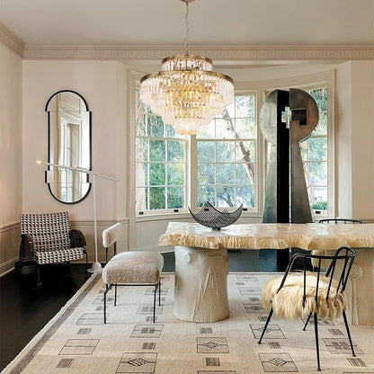 Gold Modern Crystal Chandelier Pendant Ceiling Lights Chandeliers Lighting Fixture for Dining Living Room Foyer Hallway 12-Lights (Dia 24 Inch)