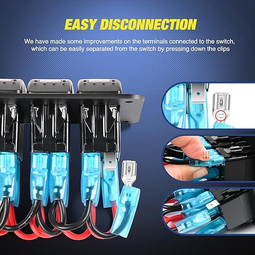 Nilight 3 Gang Rocker Switch Box 12V SPST ON Off PD Type C and QC 3.0 USB Charger Voltmeter Waterproof Aluminum Panel DIY Stickers for Boats Cars RVs Trucks