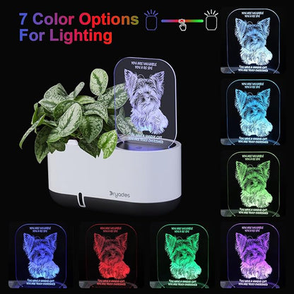 Self-Watering Plant Pot with LED Note Board & 7 Colors Pen, Led Acrylic Message Board with Plant Pot,Dog Board Night Light with Planting Pot for Mother's Day/Children's Day Gifts(No Plant)