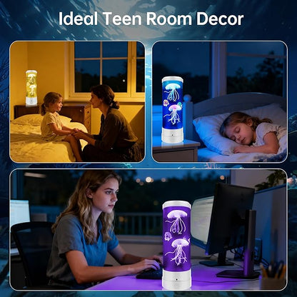 Jellyfish Lamp, 17 Colors Changing Table Lamp with Remote Control, USB Powered Jelly Fish Light Lamp, 4 Lighting Modes Water Lamp Christmas Halloween Gifts for Teen Boys Girls Room Decoration, White
