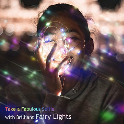 SmilingTown Christmas Fairy Lights Battery Operated-15 Packs 20 LED 6.6FT Silver Wire String Lights Firefly Starry Lights for DIY Custom Table Centerpiece Wedding Party Decoration (Multicolor2)