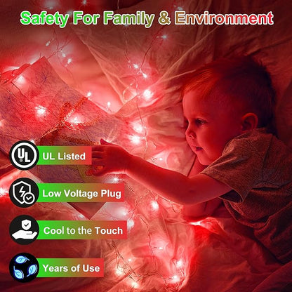 750 LED Christmas Lights Outdoor Use, 246ft 8 Lighting Modes Fairy Lights for Outside, Christmas Tree Lights Outdoor IP44 Waterproof for Xmas Patio Yard Fence Deck Balcony Garden Decor Red