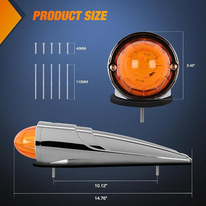 Nilight Cab Roof Marker Light 5 PCS 18 LED Amber Torpedo Top Clearance Indicator Lights Waterproof Surface Mount for Heavy Duty Trucks Trailer Camper RV Tractor