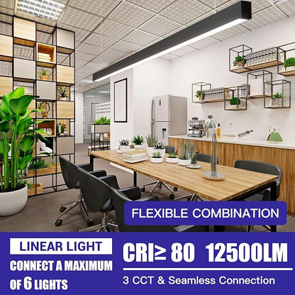 JTT 8FT LED Linear Light,8Foot LED Shop Lights 100/80/60W 3/4/5000K CCT Selectable,Commercial 8Feet Lighting Fixture 0-10V Dimmable Lighting Fixture ETL for Gym Retails Office Garage Classroom,2Pack