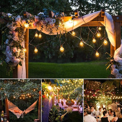 GOOTHY 25Ft Outdoor LED String Lights with 25 Shatterproof G40 LED Clear Globe Bulbs, Edison Vintage Bulbs Hanging Sockets, Decorative Lighting for Café Patio Porch Party Yard Christmas-Brown Wire