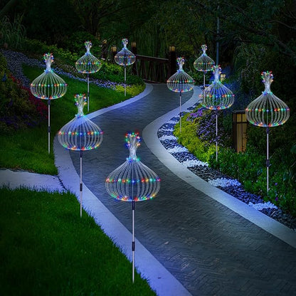 Maleyt 6 Pack Solar Garden Lights, Firework Lights, Decorative, 8 Lighting Modes with Remote 120 LED Twinkling Waterproof Landscape Outdoor Decor, for Pathway Backyard Walkway Patio