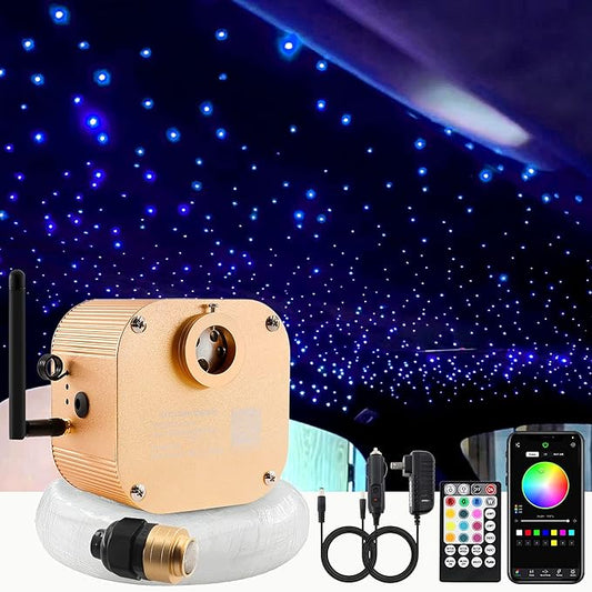 ATOKEE Starlight Headliner Kit 550pcs 0.03in 13.1ft, 16W Twinkle Fiber Optic Star Lights for Car Roof Use with APP/RF Remote Control