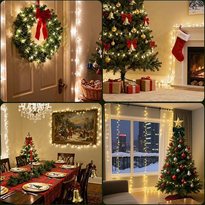 Fairy Lights Plug in 3000LED 195Ft Warm Christmas Wreath Lights with Timer Remote Waterproof Firecracker Firefly Cluster Twinkle String Light for Bedroom Graland Party Tree Decor Black Wire