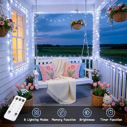 JMEXSUSS 500 LED White Christmas Lights Outdoor, 173ft 8 Modes Led Christmas Lights, Waterproof White String Light for Tree House Wedding Party Xmas Decorations