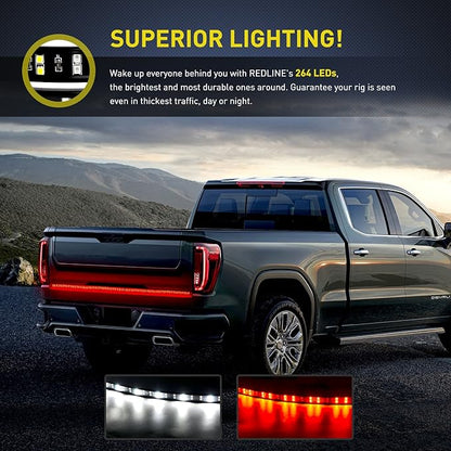 Nilight 60 Inch Truck Tailgate Light Bar Double Row LED Flexible Strip Red Running Brake Turn Signal White Reverse Back Up Lighting Modes for Pick Up Truck SUV