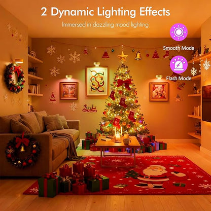 3-Pack Picture Lights for Wall, 13 RGB Color Changing Led Art Display Light with Rechargeable Battery Operated, Magnetic Painting Light with Remote Control, Wireless Home Wall Decorative Lighting