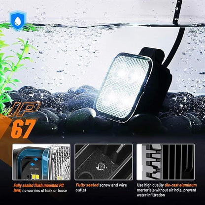 Nilight 2 PCS 3 Inch LED Pods Square 1500LM Built-in EMC Work Lights 90° Flood Beam Angle Offroad Side Light w/ 16AWG DT Wiring Kit for Tractor Truck Boat ATV UTV
