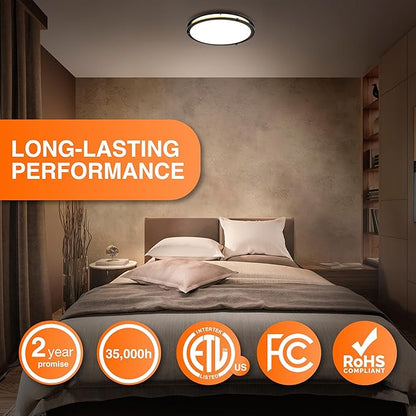 Sylvania 16" Saturn Ring LED Light Fixture,35W, 5 Temperature Select (2700/3000 / 3500/4000 / 5000K), Dimmable, 2500 LMS, Black, for Family Rooms/Hallways/Kitchens/Bedrooms - 1 Pack (67230)