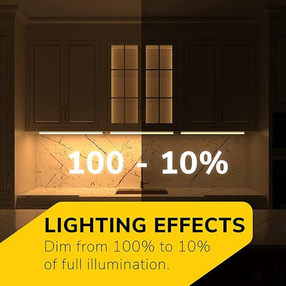 Inlight 18-inch Hardwired Only LED Under Cabinet Lighting, Soft White(3000K), Dimmable, Matte White Finished, ETL Listed, IN-0201-12-WH
