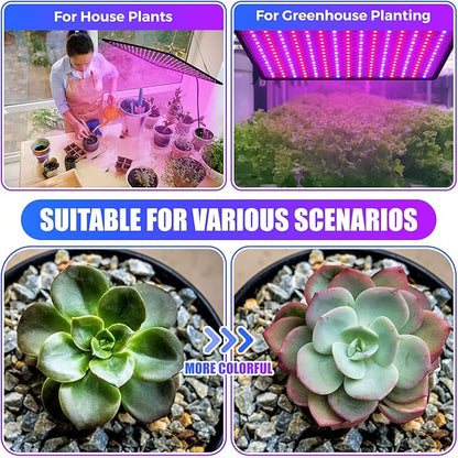 Liliful 4 Pcs Grow Lights Panel 200W Artificial Full Spectrum Grow Lamps with 225 LEDs for Indoor Outdoor Seedling Tent Flowe(Red, Blue)