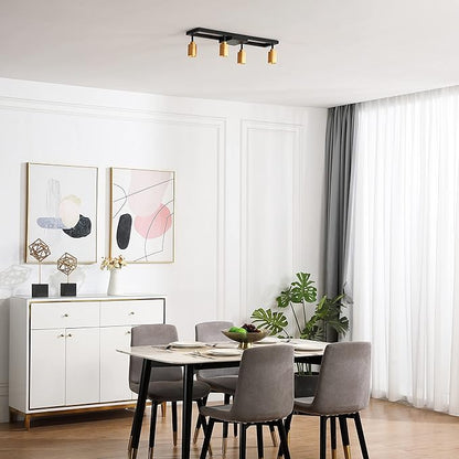 Shura - Square 4-Light Black and Brass Integrated LED Ceiling Light w/Rotatable Heads, Adjustable Flush Mount Ceiling Light, 3000K, 1820 Lumens
