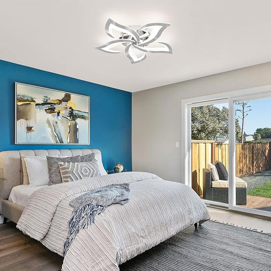 Modern Ceiling Light Fixture, 3000K-6000K Dimmable Flush Mount Ceiling Light with Remote Control, 45W Acrylic Chrome LED Ceiling Lights for Living Room, Bedroom, Dining Room,23.6In