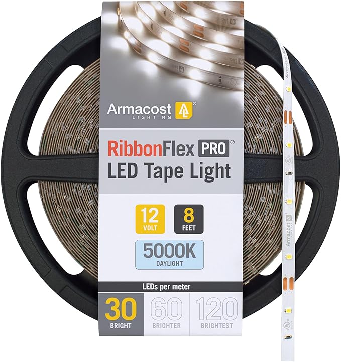 Armacost Lighting RibbonFlex Pro 12V White LED Strip Lights 30 LED/m, 5000K, 8.2 ft 161210