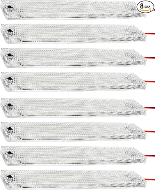 8 Pack 12v LED Interior Light Bar 2376LM DC 12 v Volt led Strip Ceiling Lights Lighting Fixture Inside with On/Off Switch for RV Enclosed Cargo Trailer Van Boat Car Camper