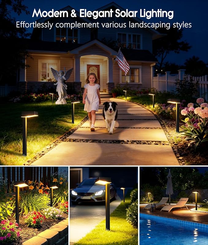 ELECLINK Solar Pathway Lights Outdoor, 12 Pack Garden Lights Solar Powered Path Lights with Bigger LED Lens, 2 Light Modes Waterproof Outdoor Solar Light for Yard Driveway Walkway Landscape Patio Lawn