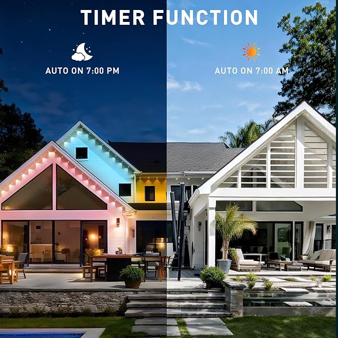 150FT Permanent Outdoor Lights, Smart RGB Eaves Lights with App/Remote Control, LED IP67 Waterproof Outdoor Lighting for Halloween Christmas Holidays Daily Party House Roof Lighting