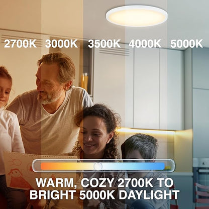 Sylvania 15" Dual Selectable Slim Ceiling Light Fixture, 24W/28W/32W, 2200/2600/3000 LMS, 5 Color Selectable (2700/3000 / 3500/4000 / 5000K), Dimmable, White Finish - 1 Pack (67282)