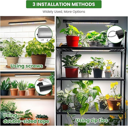 Wolezek Grow Light Strips for Indoor Plants, 420 LEDs Full Spectrum Plant Light for Indoor Growing with 6/12/16H Auto Timer, Grow Lamp Bar for Seedling Succulent, 13.8 Inches, 4 Pack