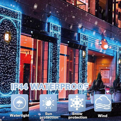 LAMPHOME 66FT 200 LED Blue Christmas Lights,16 Modes Connectable Fairy String Lights, Plug in Indoor Outdoor Blue Lights for Xmas Tree, Party, Garden, Hanukkah, Independence Day Patriotic Patio Decor