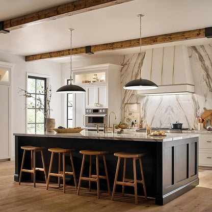 Kichler Delarosa 1-Light Pendant Light Fixture, Updated Traditional Hanging Light with Black Shade and Champagne Bronze Hardware for Kitchen Island, Dining Room, Hallway (12.75" x 20.25"), 52638BK