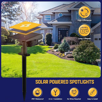 Kyosho Solar Color Spot Lights Outdoor, 9 Lighting Modes Halloween Christmas Lights, 38 LEDs Color Changing Waterproof RGBW Multicolor Tree Pool Solar Spotlight, 2 Pack