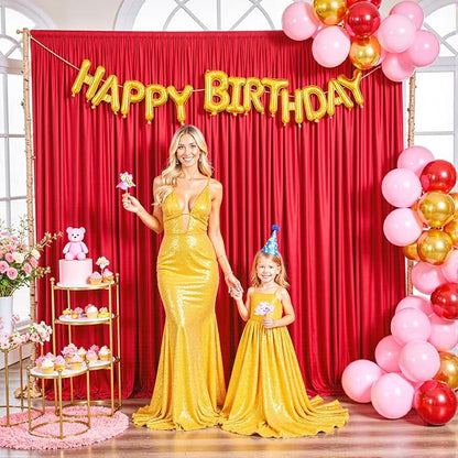 40ft x 10ft Red Backdrop Curtain for Parties Red Wrinkle Free Backdrop Drapes Panels for Wedding Baby Shower Birthday Photo Photography Christmas Polyester Fabric Background Decoration