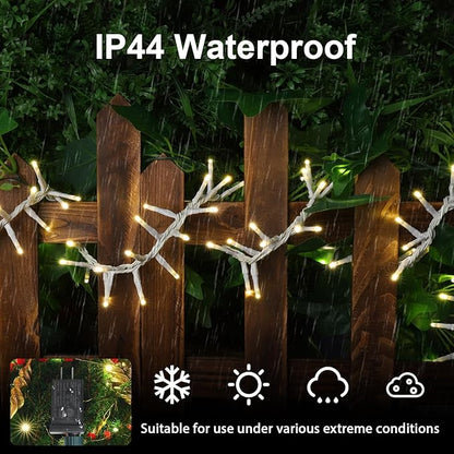 LAMPHOME 500 LED String Lights - 46ft 500LED Outdoor/Indoor Plug-in Twinkle Fairy Lights with 11 Modes - Warm White