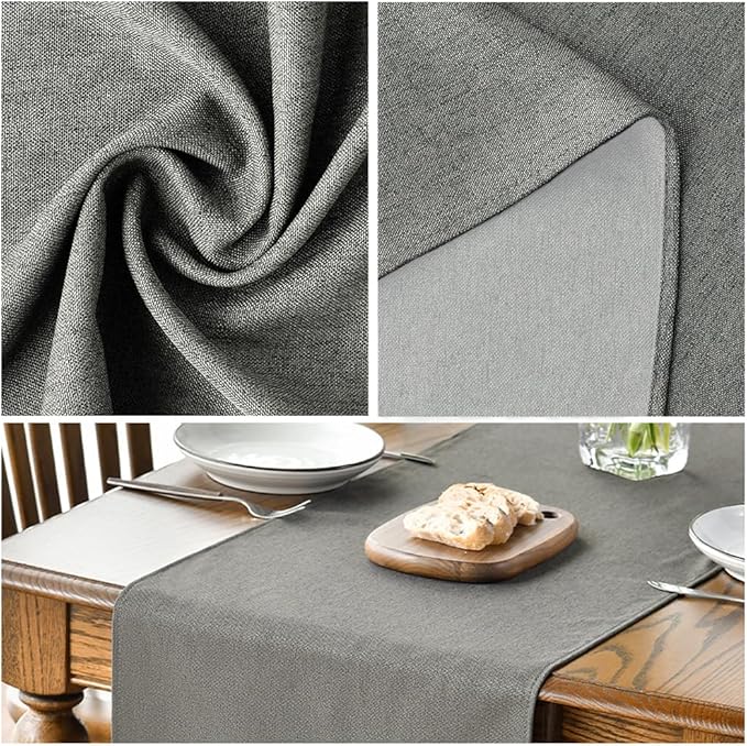 Artoid Mode Light Grey Table Runner, Seasonal Washable Kitchen Dining Table Decoration for Home Party Decor 13x48 Inch