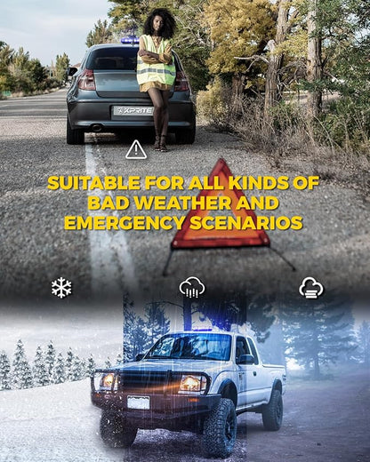 Xprite Upgraded 12" 72LED Rooftop Mini Strobe Lights, Emergency Safety Flashing Beacon Light Bar with Magnetic Base for 12V-24V Construction Vehicles, Trucks, Snow Plow, Postal Car (Blue)