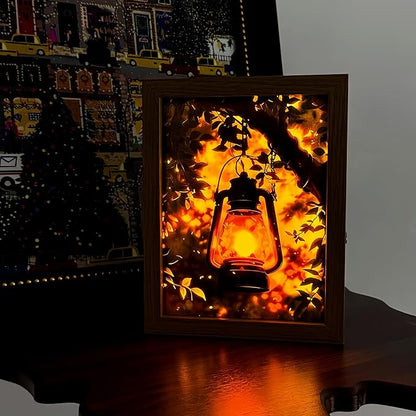Rechargeable Table Lamp Lighted Painting, Novelty Night Light for Bedroom, Dynamic LED Touch Lamp for Nightstand, 3-Color Dimmable Decorative Light for Home Decor, Gift for Women Kid Mom
