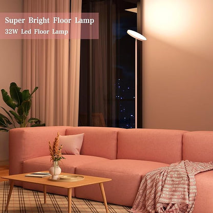 OHLUX Floor Lamps for Living Room, Bright LED Standing Lamp with Remote, Modern Color Changing Tall Lamp with Stepless Dimming, 69" Corner Floor Lamp for Bedroom, Office, Pink