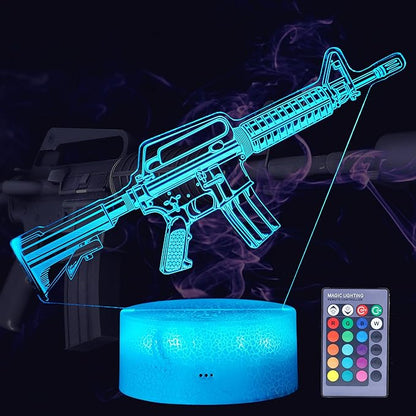 M4A1 Night Light, M4A1 Model Gifts, 3D Illusion Lamp with 16 Colors Changing, Remote Control and Dimmable, Game Living Room Decoration, Holiday Xmas Gifts
