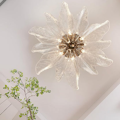 Modern Tree Branch Leaf Chandelier, 18-Light 25.59" Luxury Gold Pendant Lighting, LED 40W 3000K Warm White Chandeliers, Adjustable Height for Living Room, Dining Room, Bedroom, Kitchen Island