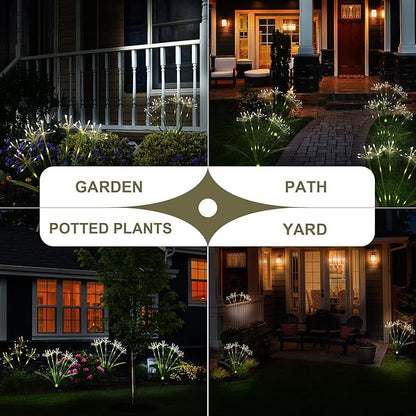 Solar Garden Lights Outdoor: Waterproof 2-Pack DIY Decorative Firework Lights with 2 Modes for Yard Patio Pathway Outside Fairy Decor - Gifts for Women Mom Mothers Day Warm White