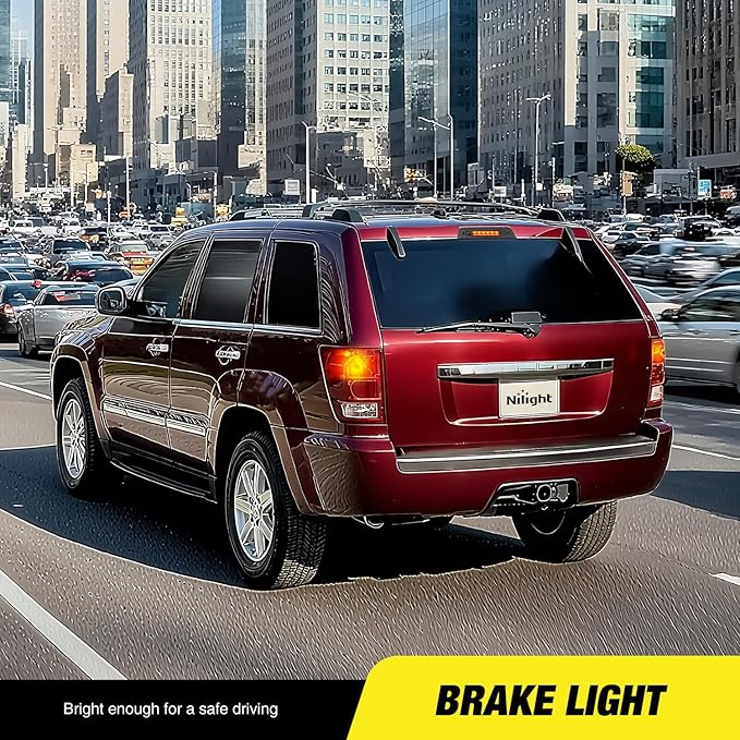 Nilight Third Brake Light Tail High Mount 3rd Stop Lights Smoked Lens Compatible with Jeep Grand Cherokee 2005 2006 2007 2008 2009 2010 Van SUV Rear Center Cab Lamp