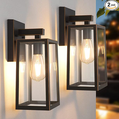 MAXvolador Outdoor Wall Sconce, Large Exterior Waterproof Wall Lantern Light Fixture, Oil Rubbed Bronze Porch Lights, Anti-Rust E26 Patio Lighting, 2 Pack