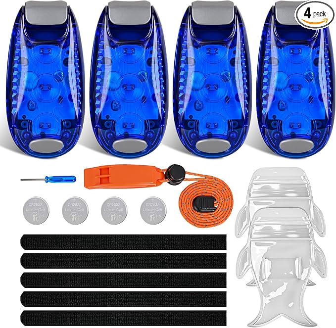 Nilight LED Safety Light 4PCS Blue Marine Navigation Bike Tail Lights Three Modes Waterproof Reflective Gear Clip On Flash Strobe Indicator Lamp for Night Boating Fishing Cycling Jogging