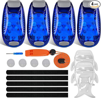 Nilight LED Safety Light 4PCS Blue Marine Navigation Bike Tail Lights Three Modes Waterproof Reflective Gear Clip On Flash Strobe Indicator Lamp for Night Boating Fishing Cycling Jogging