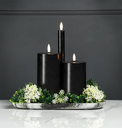 Abbott Collection Wax LED Flameless Taper Candle. Set of 2 - Black (9.5" H)