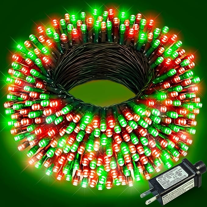 Red and Green Christmas Lights Outdoor, 100FT 300 LED String Lights for Outside Waterproof with 8 Modes, Connectable Plug in Fairy Twinkle Lights for Indoor Yard Garden Xmas Party Holiday Decorations