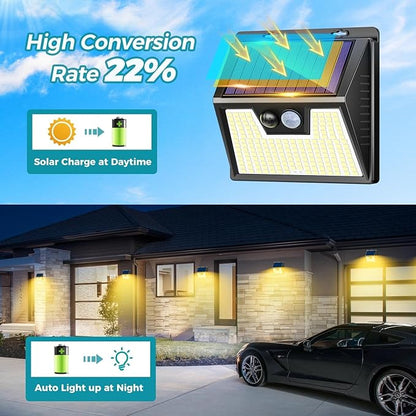 Peasur Solar Outdoor Lights [10 Pack], 3000K Warm Light Motion Sensor Outdoor Powered Security Lights 3 Working Modes Waterproof for Outside Garden Yard