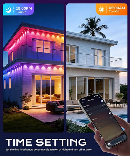 Permanent Outdoor Lights for House,200ft RGB+IC Lights with 16 Million Colors & 50 Scene Modes, App/Remote Control, IP67 Waterproof, DIY Music Sync, for Christmas, Holiday & Party Decor